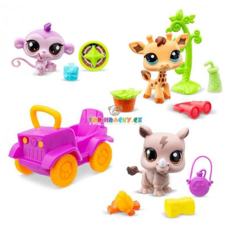 Littlest Pet Shop safari žirafa 53, nosorožec 55 a opička 54