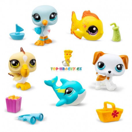 Littlest Pet Shop pláž 5 zvířátek racek, velryba....